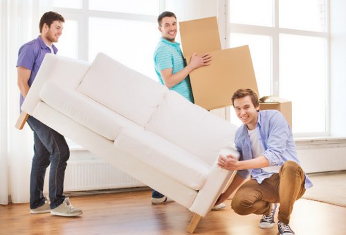 Furniture packing and office setup during a Whitechapel relocation