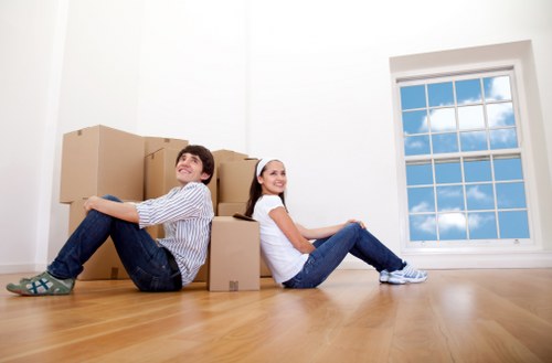 Packed household items ready for collection during a Whitechapel move