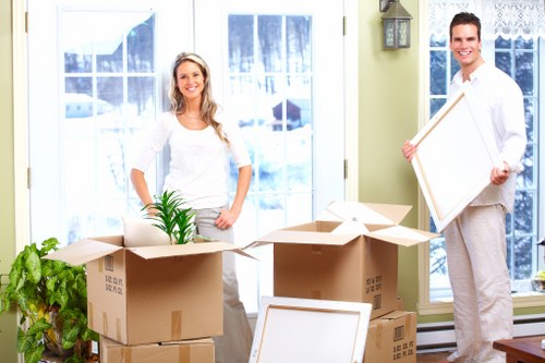 Packed household items ready for a flat move in Whitechapel